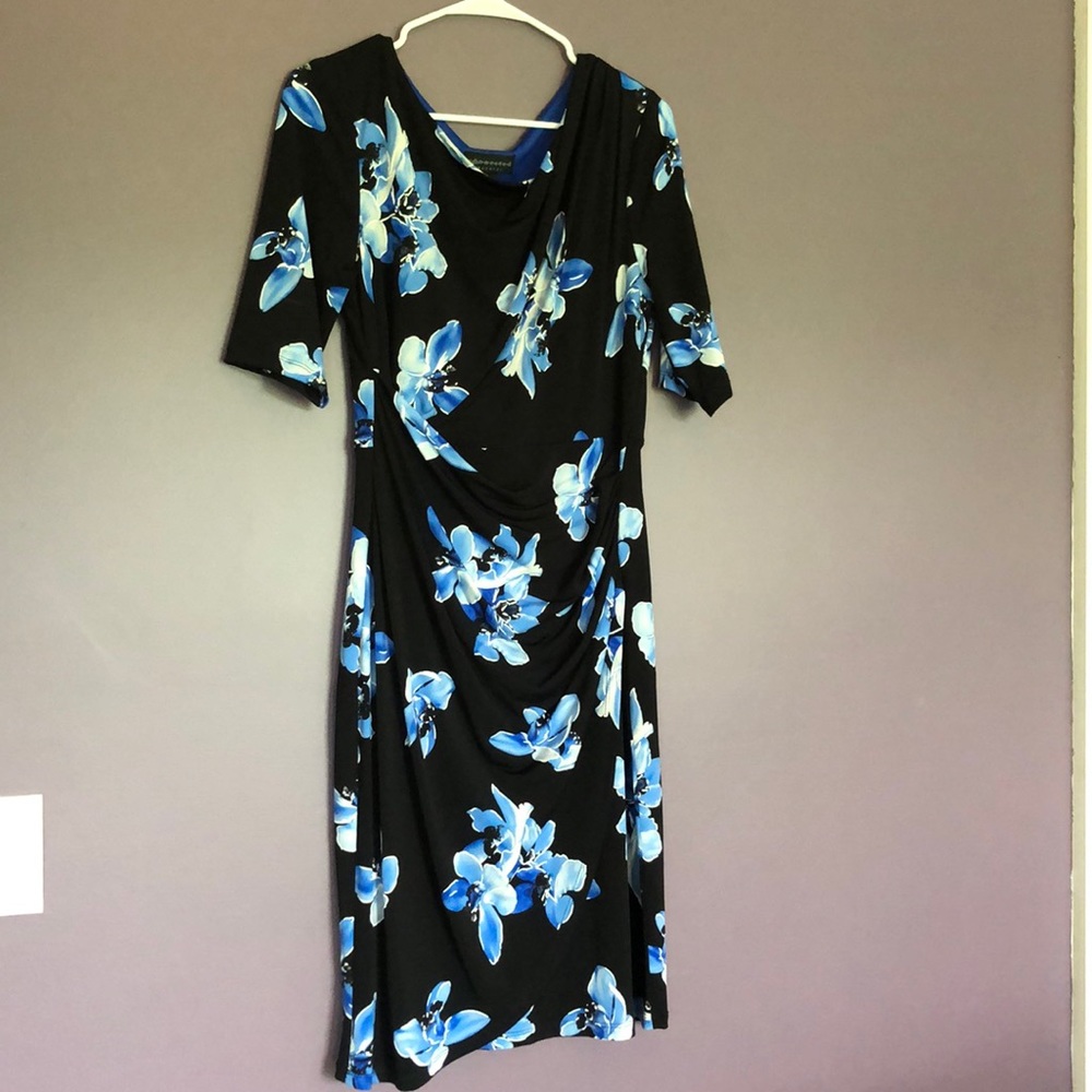Black and blue flowered dress
